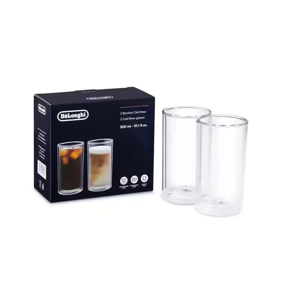 De'Longhi 10.1oz Double Wall Insulated Cold Brew Coffee Glasses, Set of 2 - Perfect for Iced Coffee, Tea & Smoothies at Home or Office #DLSC325