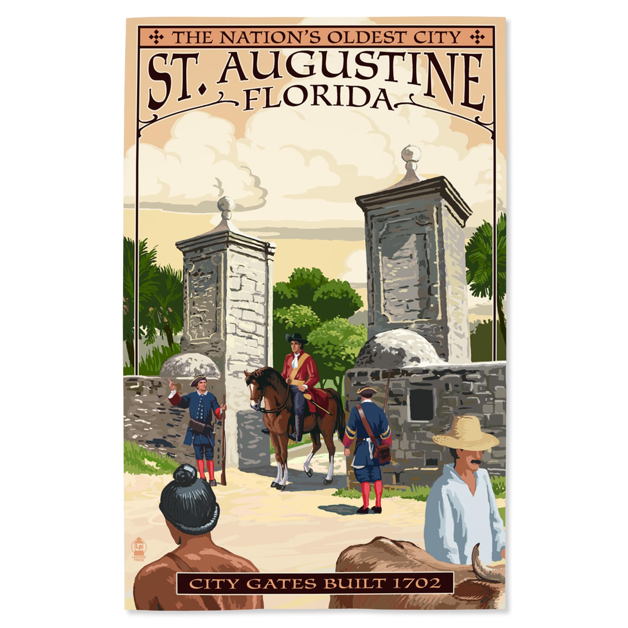Lantern Press 16x24 Inch Giclee Art Print - St. Augustine Florida City Gates Wall Decor | Vintage Style Home & Office Decoration, Perfect for Living Room, Bedroom or Gift