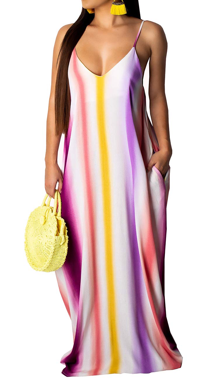 BessCops Women's Plus Size Summer Maxi Dresses 2025 - Sleeveless Casual Sundress with Pockets | Loose Flowy Long Dress for Beach, Vacation & Everyday Wear