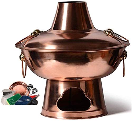 Premium Traditional Chinese Old Beijing Charcoal Copper Hot Pot - Large Ceramic Casserole with Lid for Shabu Shabu, Home Cooking, Camping & Buffet | Perfect for Family Gatherings, Asian Cuisine & Unique Gifts