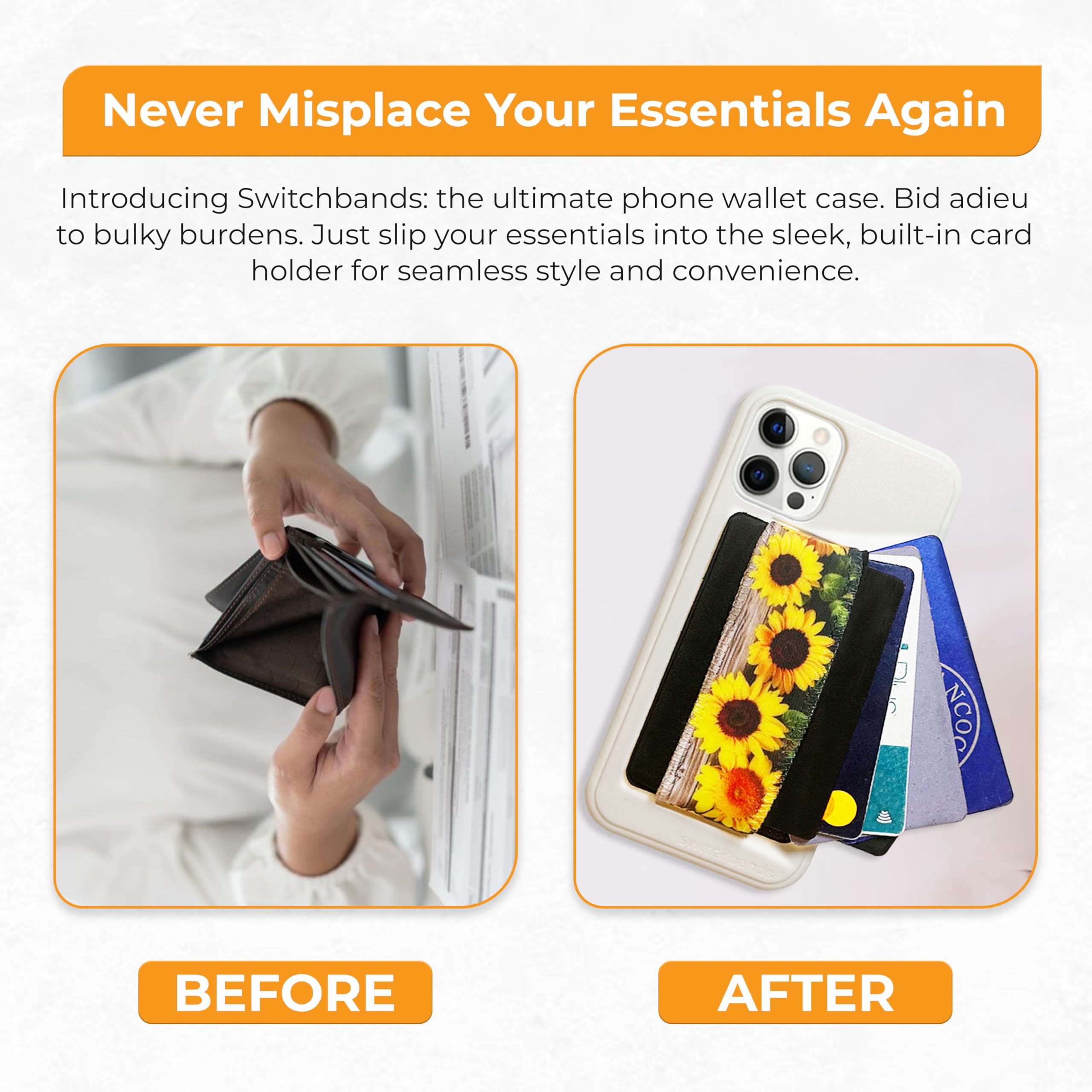 Phone Wallet Card Holder - Stick-on for iPhone & Smartphones, Secure Flap for Credit/ID Cards - Perfect for Travel & Daily Use