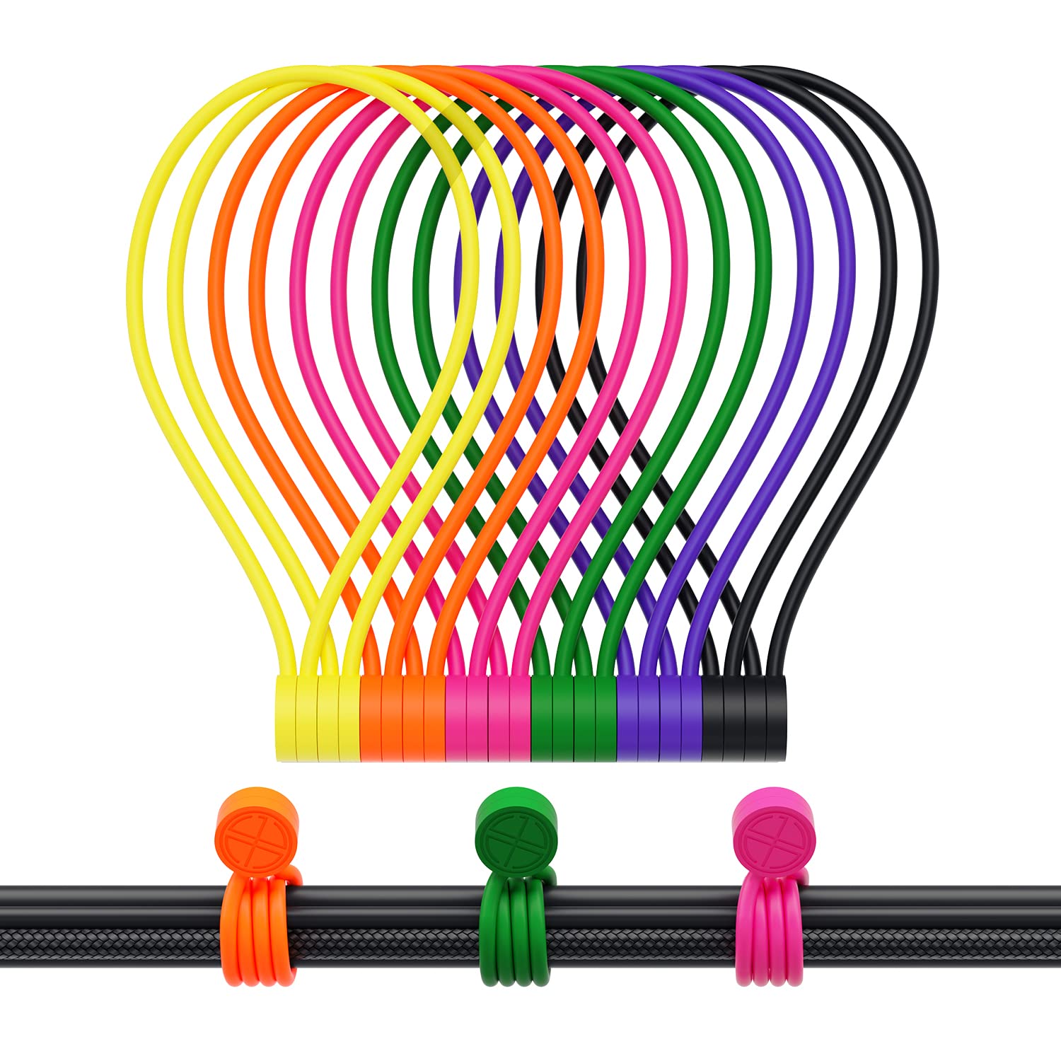 Reusable 9 Inch Silicone Magnetic Cable Ties - 12 Pack with 6 Colors for Cord & Wire Organization | Perfect for Home, Office, School & Outdoor Use - Magnetic Twist Ties for Neat Cable Bundling & Management