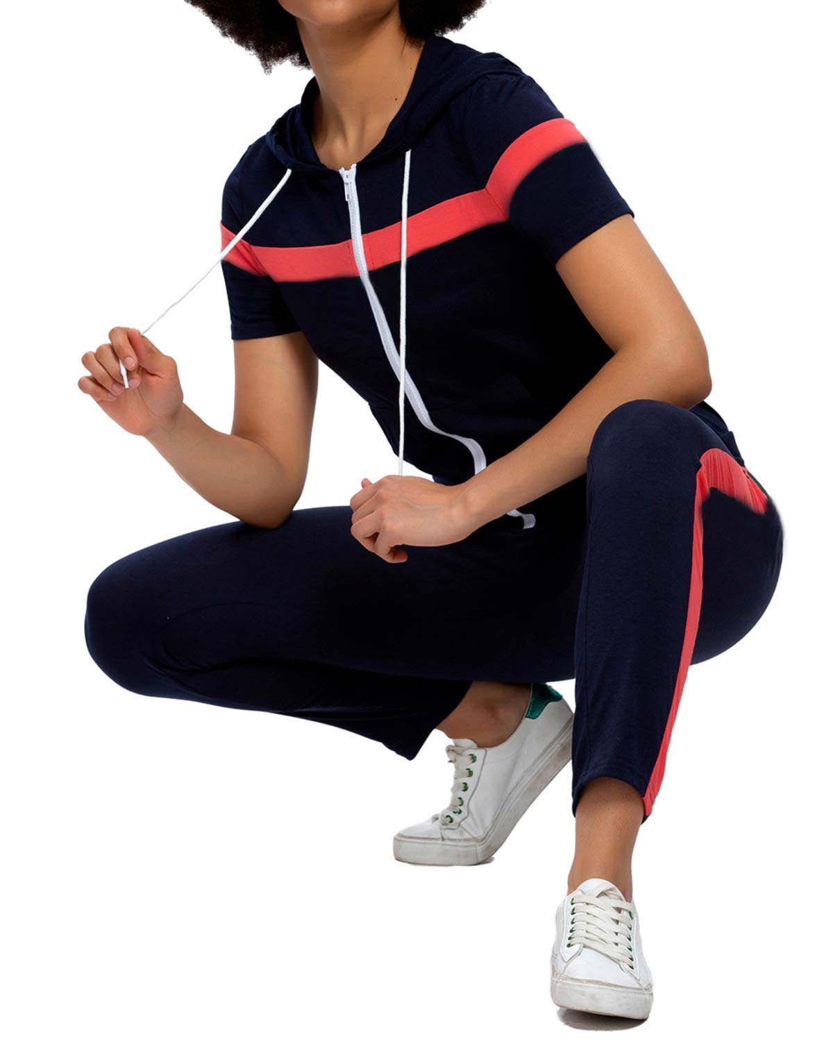 TOP-VIGOR Women's 2-Piece Workout Outfit - Short Sleeve Athletic Top & High-Waisted Yoga Pants - Gym, Running & Lounge Wear - Sweatsuit Set for Women