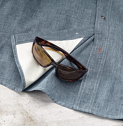 Orvis Tech Chambray Long Sleeve Men's Work Shirt - Lightweight Quick-Drying UPF 40+ Sun Protection Casual Button Down Shirt for Outdoor Work, Hiking & Everyday Wear