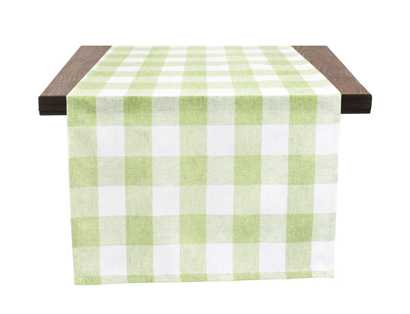 Fennco Styles Country Buffalo Check Soft Table Runner 16 x 90 Inch - Lime Check Table Cover for Dining Room, Kitchen, Picnic, Family Gathering, Indoor Outdoor Parties & Special Occasions - Perfect for Thanksgiving, Christmas & Holiday Decorations