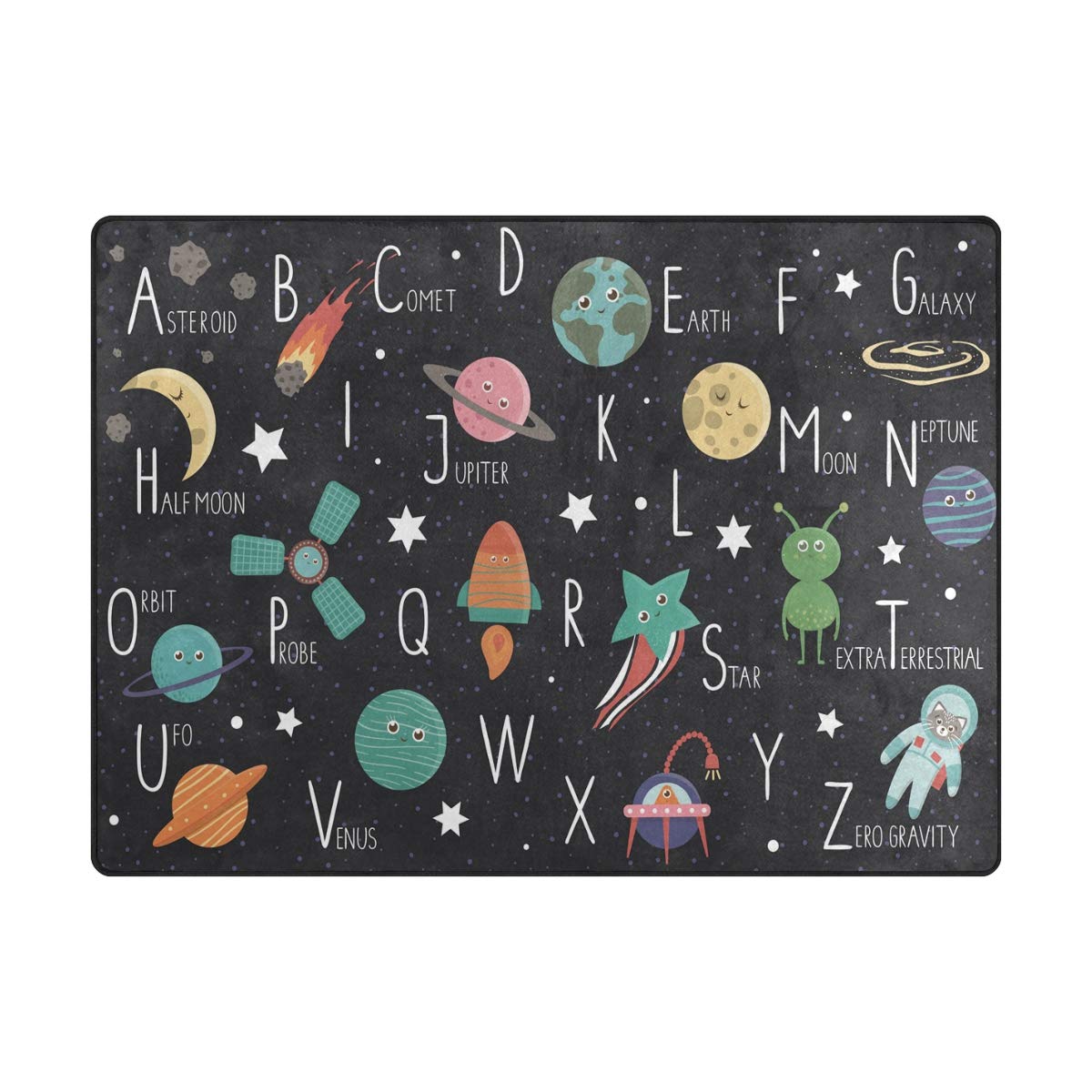 ALAZA Space Alphabet ABC Galaxy Nebula Star Area Rug - 5'3