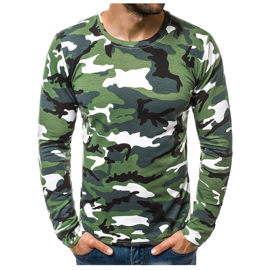 Ymosrh Men's Slim Fit Camouflage Print Long Sleeve Casual Dress Shirt - Fashionable Blouse Top for Work, Date Night & Outdoor Activities