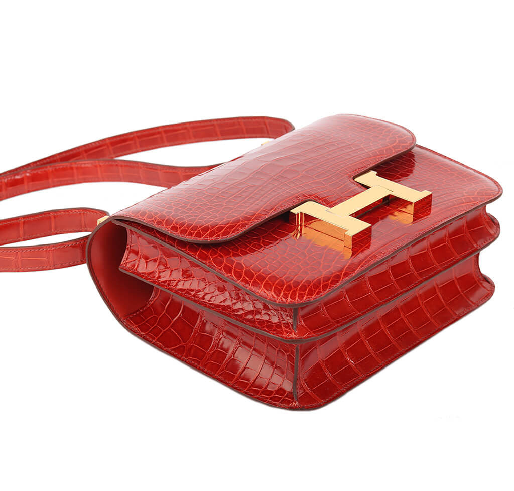 Luxury Hermès Constance 24 Handbag in Sanguine Alligator Leather - Elegant Designer Shoulder Bag for Women | Perfect for Parties, Weddings & Special Occasions