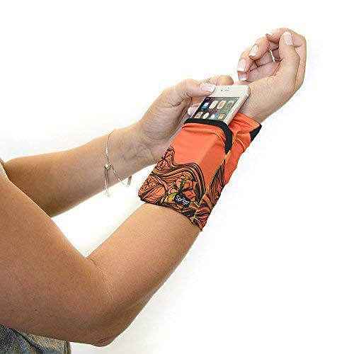 Sprigs Banjees 2 Pocket Wrist Wallet for Men & Women - Waterproof & Lightweight (Surf/Orange) - One Size Fits Most - Perfect for Running, Surfing, Hiking & Travel Accessories