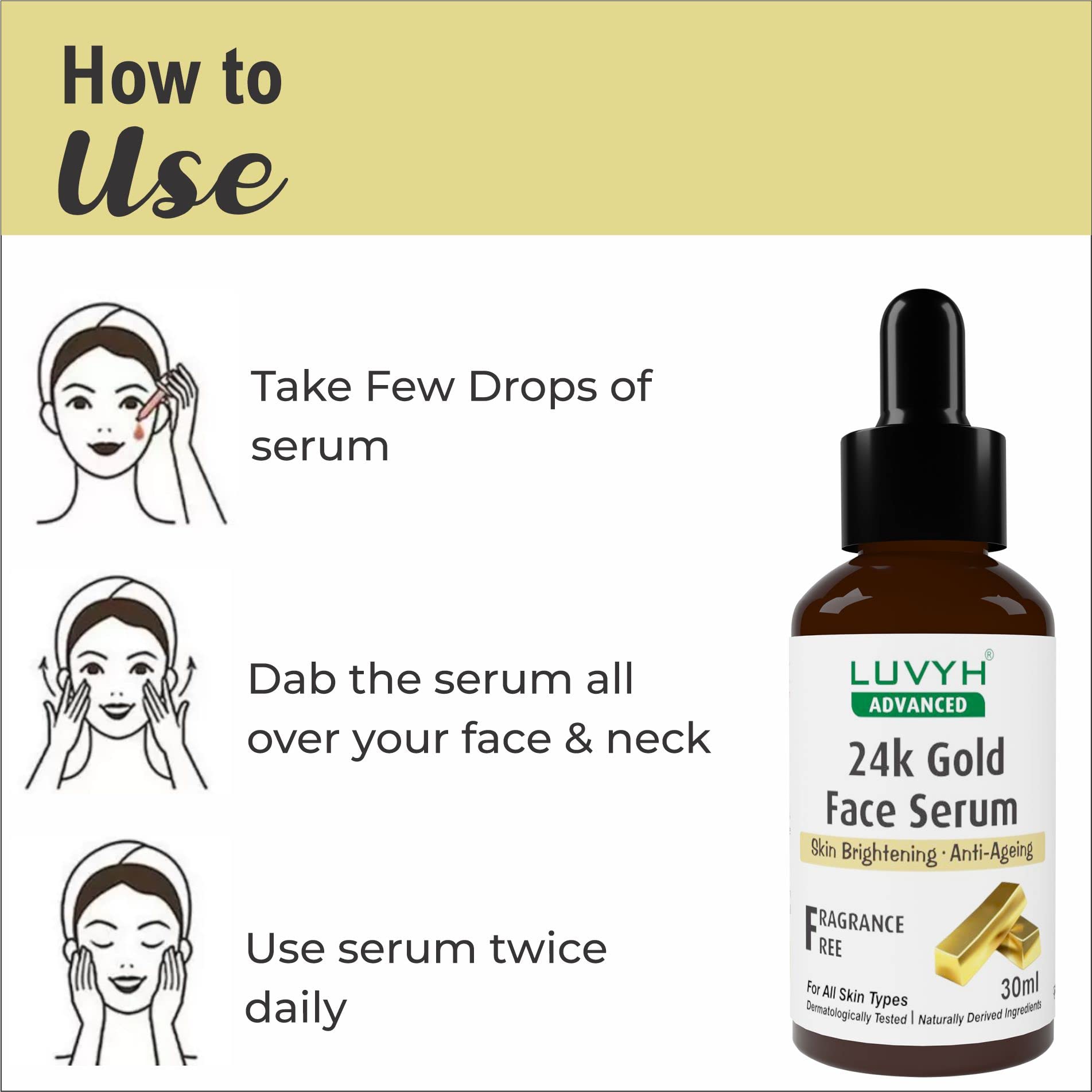 24K Gold Serum for Radiant Skin - Brightening, Hydrating & Anti-Aging Face Serum | Boosts Glow & Moisturizes | Suitable for Women & Men | 30ml | Perfect for Night Routine & Daily Skincare Regimen
