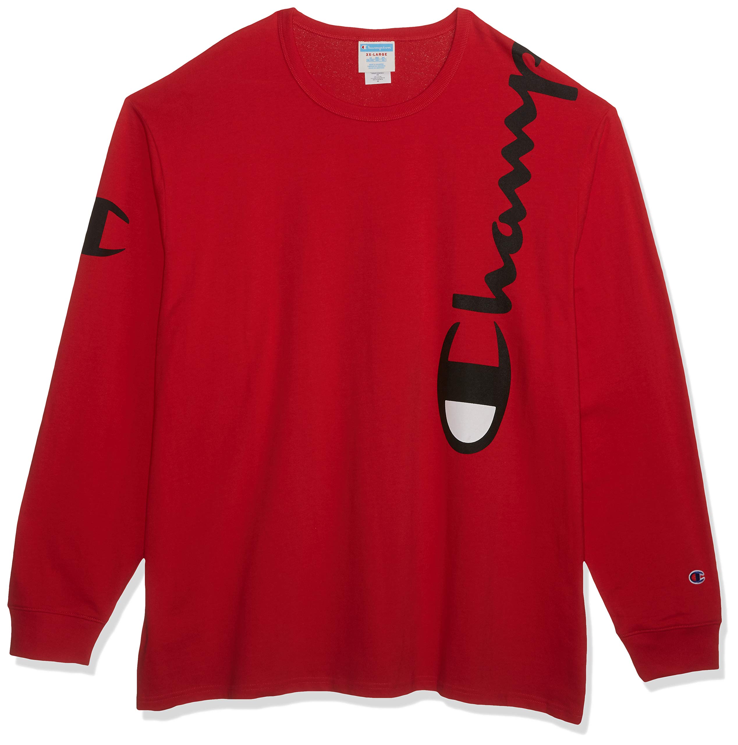 Champion Men's Heavyweight Cotton Long Sleeve T-Shirt with Logo - Classic Heritage Fit for Casual Wear, Gym & Street Style