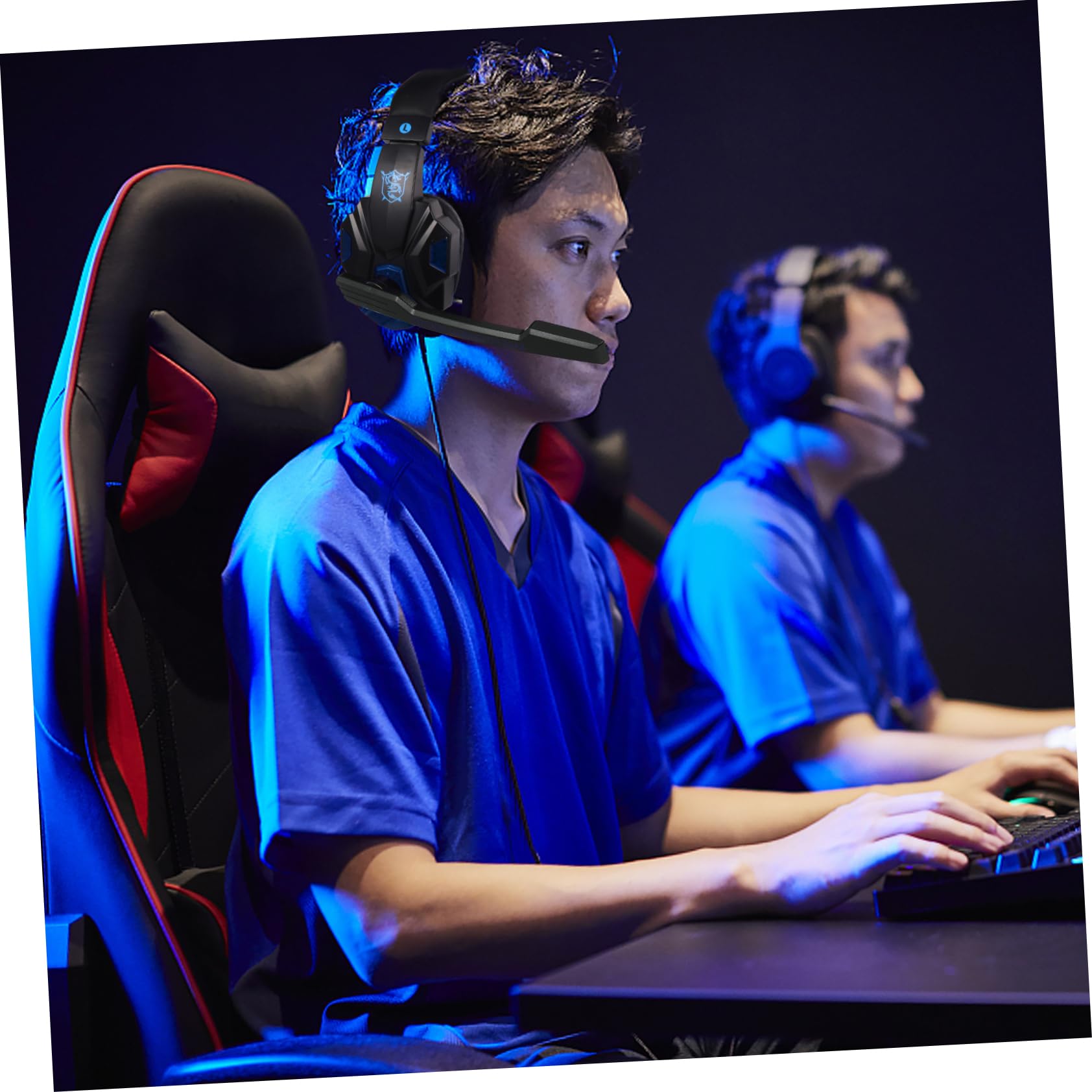 Homoyoyo Noise Cancelling Gaming Headset with Mic - Over Ear USB Wired Headphones with Volume Control, Soft Protein Earpads for PC/PS4/Xbox - Perfect for Esports, Streaming & Online Classes