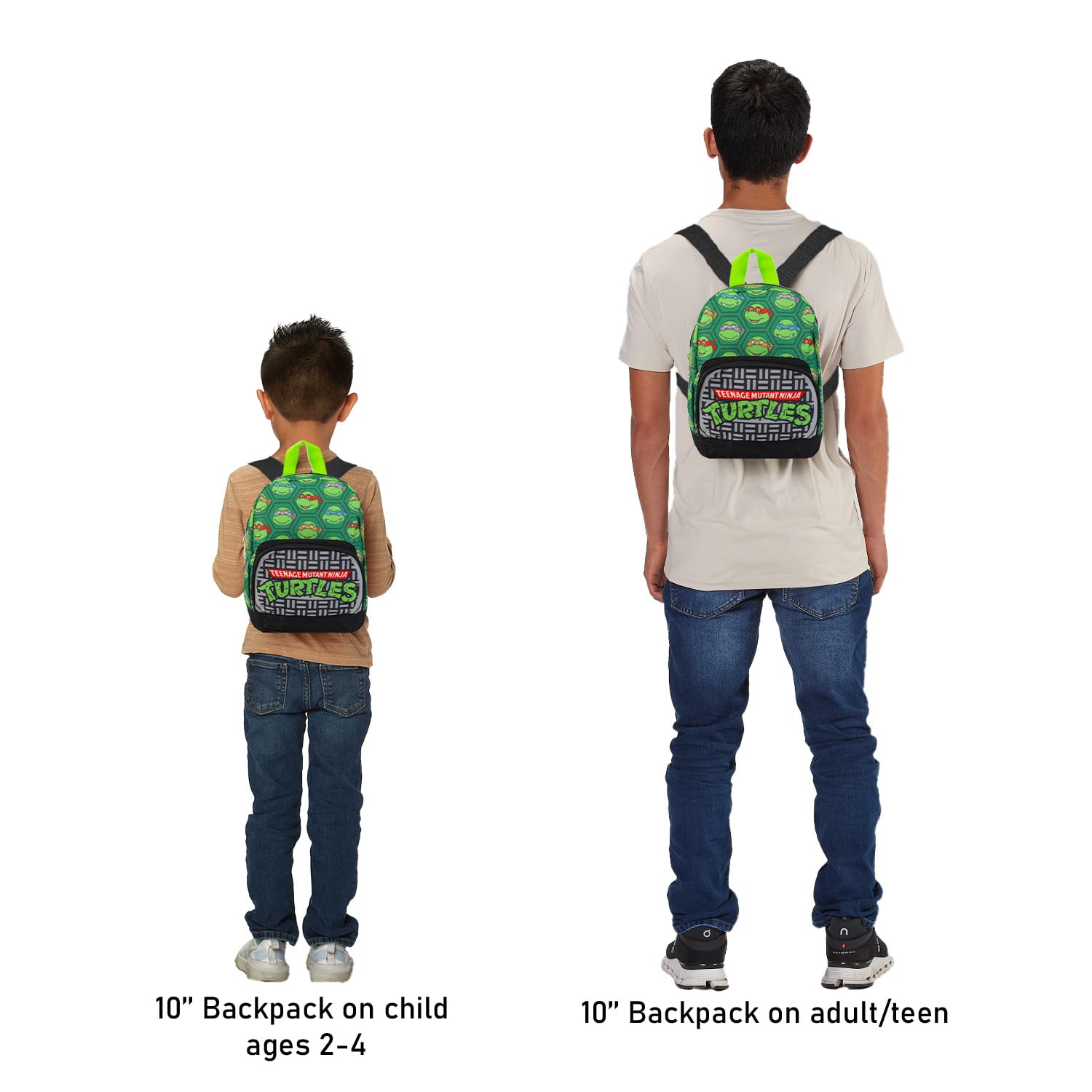 Teenage Mutant Ninja Turtles Mini Backpack for Kids & Teens - 10 Inch Canvas TMNT School Backpack with Front Pocket & Bookmark | Cute Turtle Backpack Purse Set for School, Travel & Comic Con