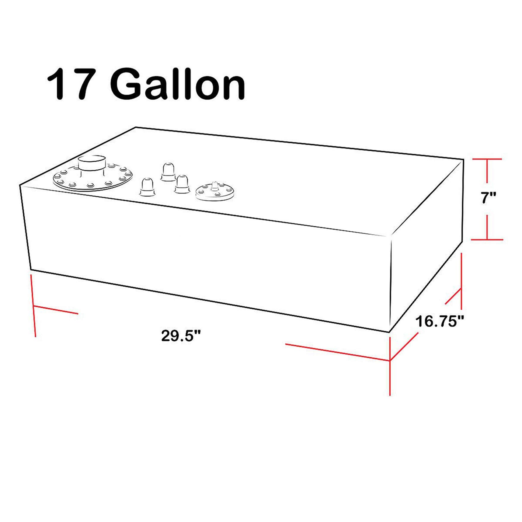 17 Gallon 64L Aluminum Racing Fuel Cell Gas Tank - Polished Top Feed Design with Cap & Level Sender - Perfect for Street Racing, Drift Cars & Track Performance