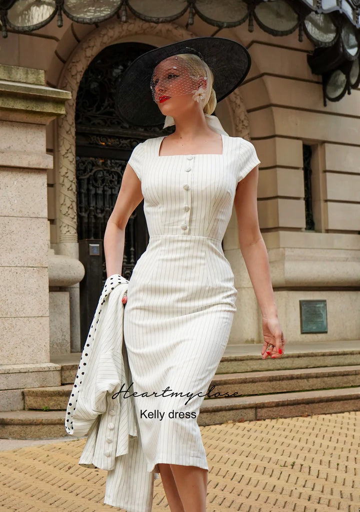 Vintage Retro Kelly Long Sleeve Pencil Dress - Elegant 1950s Style for Women | Perfect for Office, Party & Special Occasions