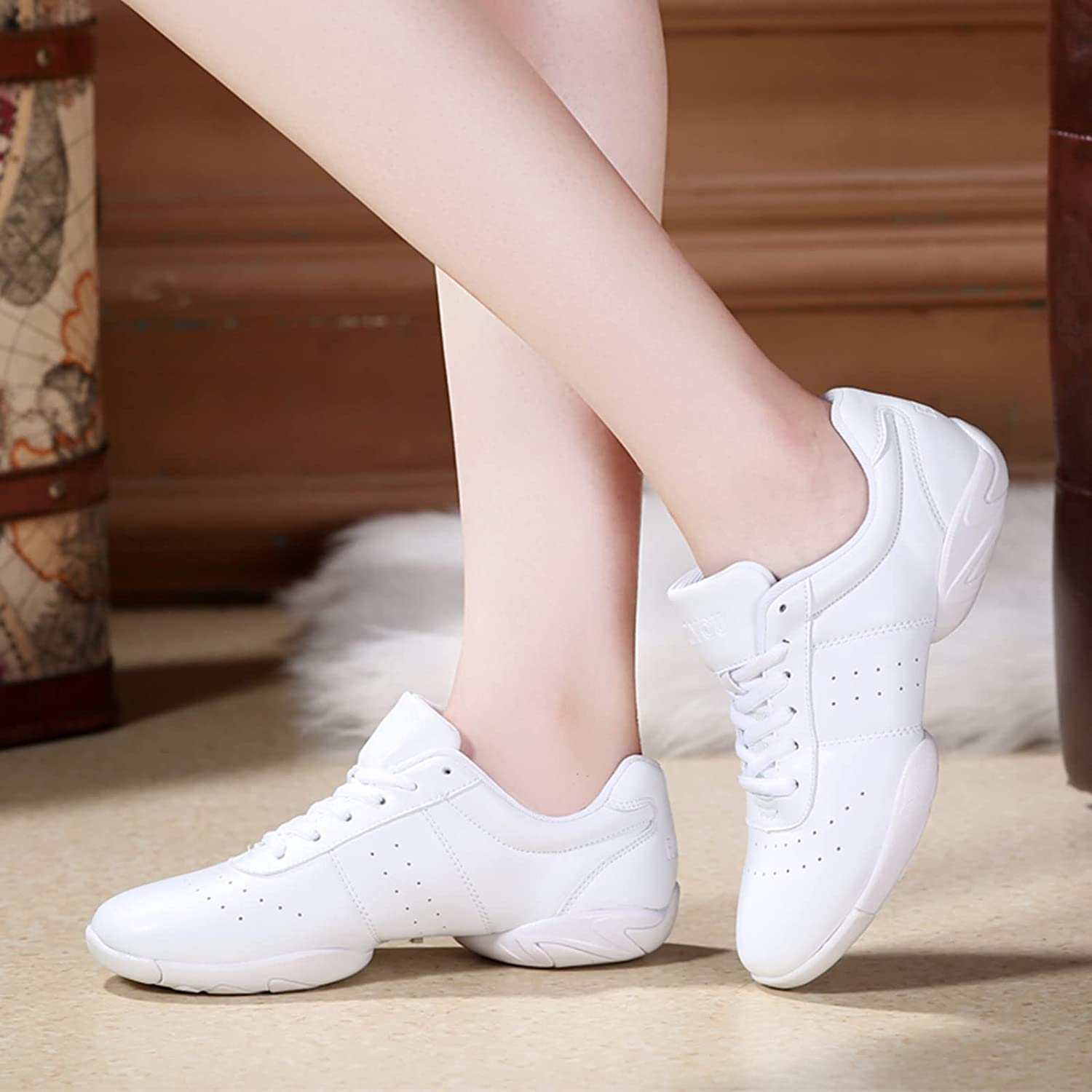 JITUUE Women's Cheerleading Dance Shoes - Lightweight Gym Sneakers for Training, Sports & Dance | Non-Slip Lace-Up Athletic Shoes for Girls | Perfect for Cheerleading, Dance Practice & Gym Workouts