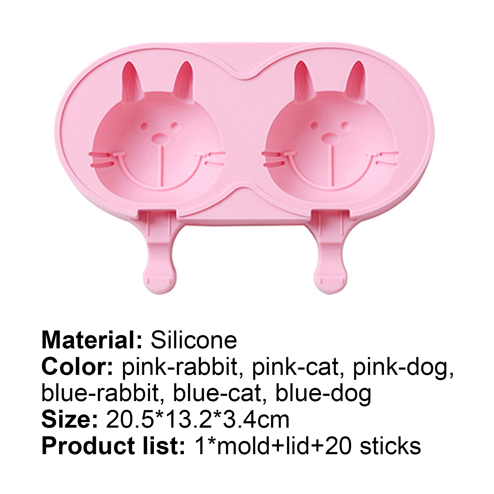 Non-Stick Silicone Ice Pop Molds - 2 Cavity Reusable Popsicle Makers for Homemade Ice Cream, Fruit Pops & Yogurt Treats - BPA-Free, Easy Release, Dishwasher Safe (Pink Dog Design) - Perfect for Summer Parties, Kids Snacks & Healthy Desserts