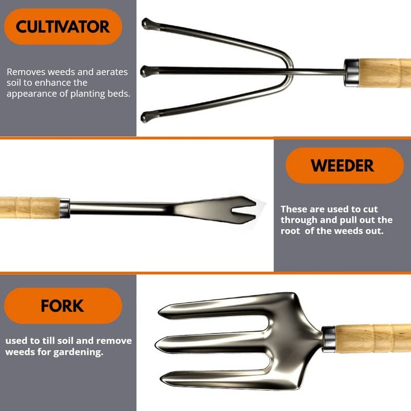 Premium Stainless Steel Gardening Tools Set for Women - 5-Piece Kit with Shovel, Trowel, Fork, Rake & Gloves | Ergonomic Garden Tools for Planting, Weeding & Landscaping | Ideal Gift for Female Gardeners