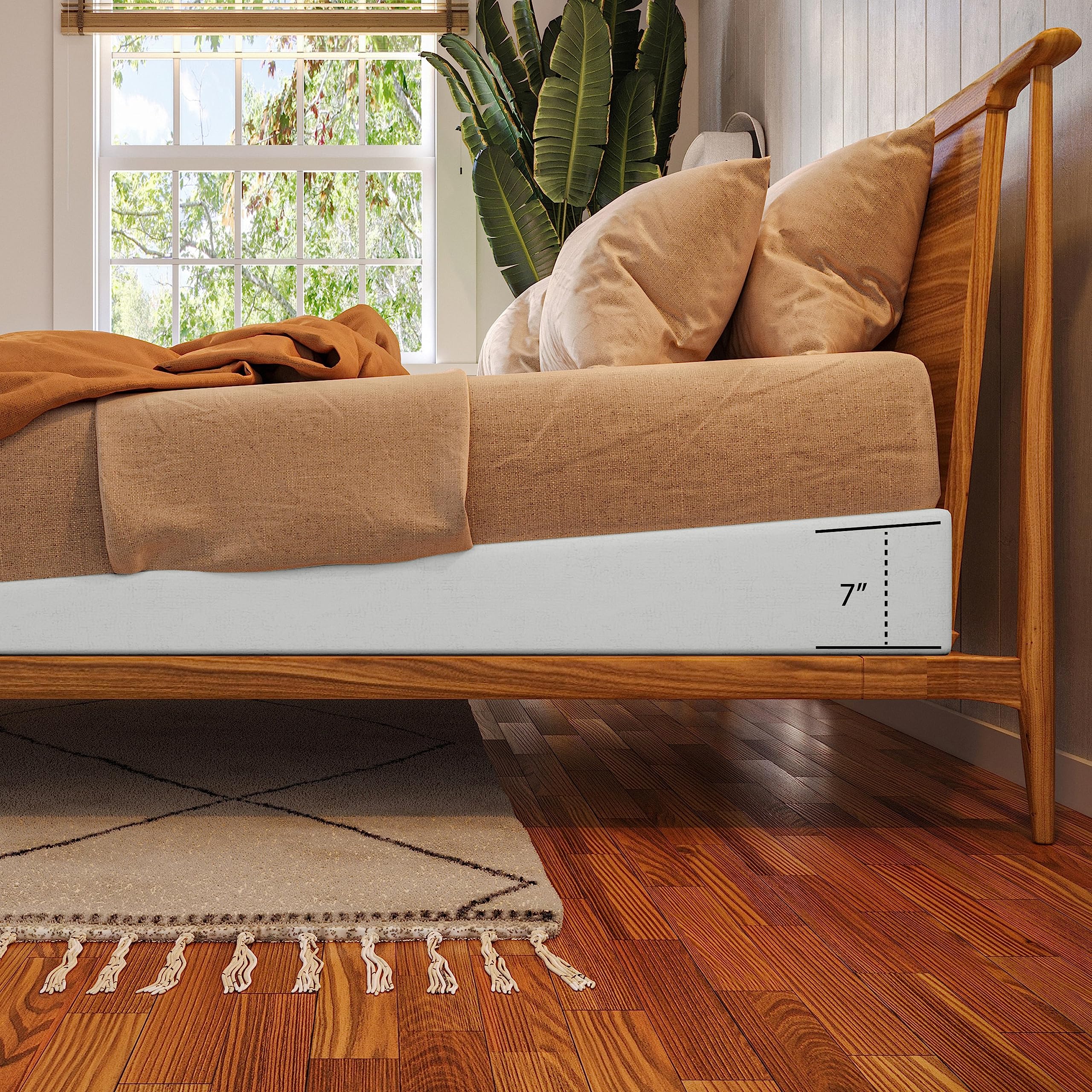 Avana 7-Inch Under Bed Mattress Elevator Foam Wedge Support for Queen Size - Improve Sleep Comfort & Reduce Back Pain, Perfect for Adjustable Beds, Snoring Relief & Acid Reflux