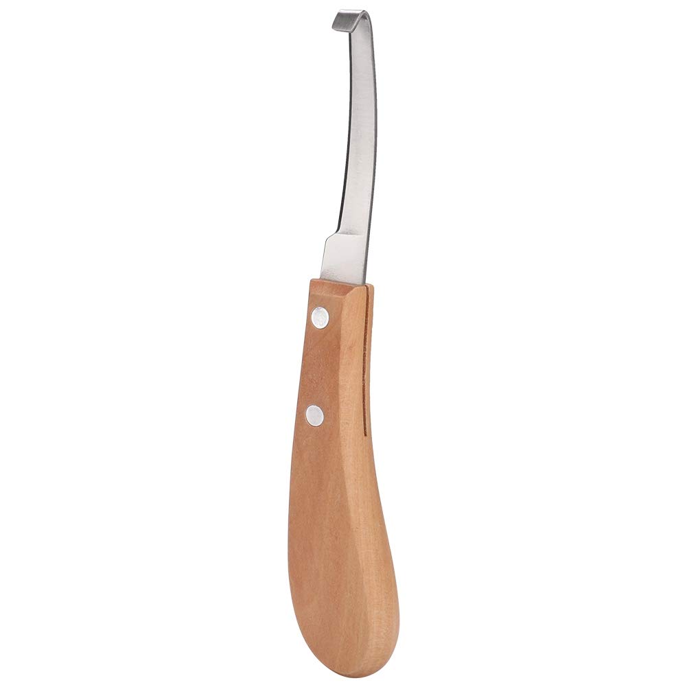 Premium Right-Handed Hoof Knife with Ergonomic Wooden Handle - Ultra Sharp Carbon Steel Farrier Tool for Trimming Horses, Donkeys & Cows - Perfect for Professional Grooming, Stable Maintenance & Livestock Care