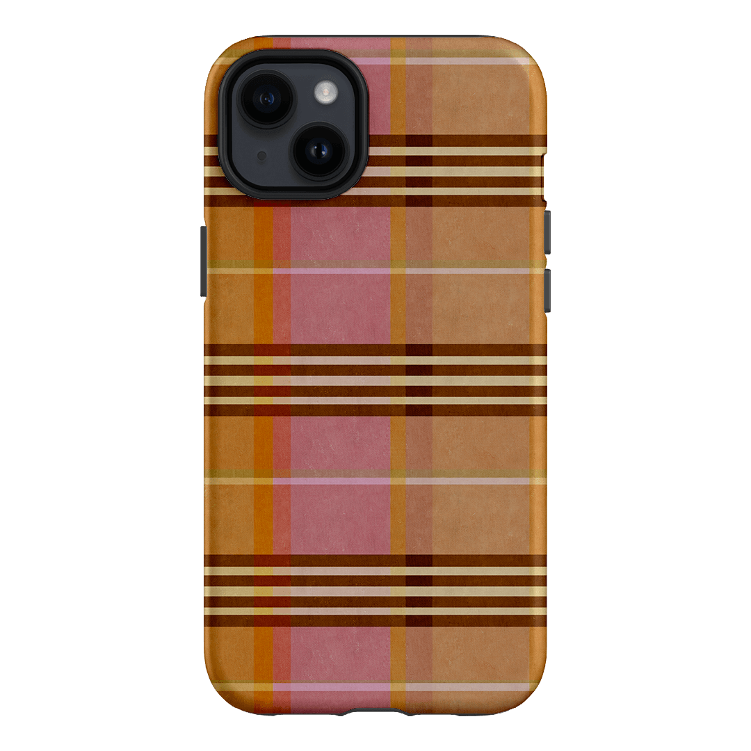 Peachy Plaid Phone Case for iPhone 15/14/13/12/11 Pro Max - Cute Tartan Pattern Protective Cover with Shockproof Design - Perfect for Everyday Use, Travel & Fashion Accessories
