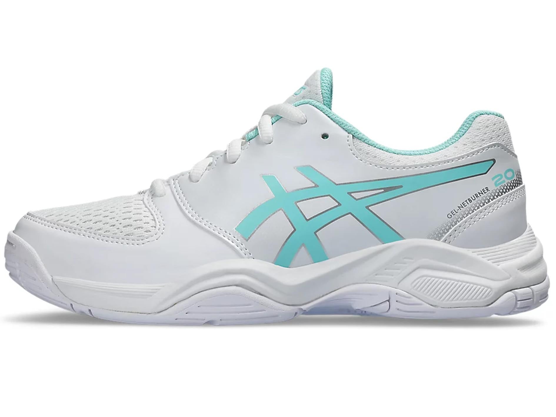 ASICS Kids Gel Netburner 20 GS Volleyball Shoes - White/Pink (1074A021-101) | Lightweight & Supportive for Junior Players - Perfect for Indoor Courts & Training Sessions