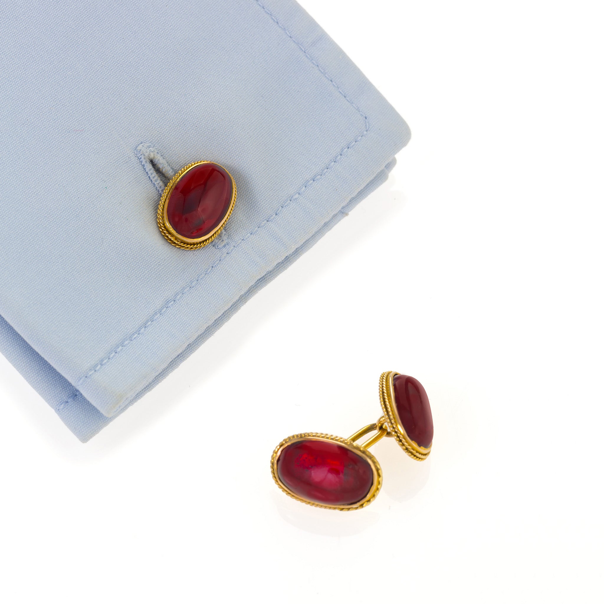 Premium Garnet Cabochon Cufflinks for Men - Elegant Wedding & Formal Wear Accessories - Perfect for Business Attire, Tuxedos & Special Occasions