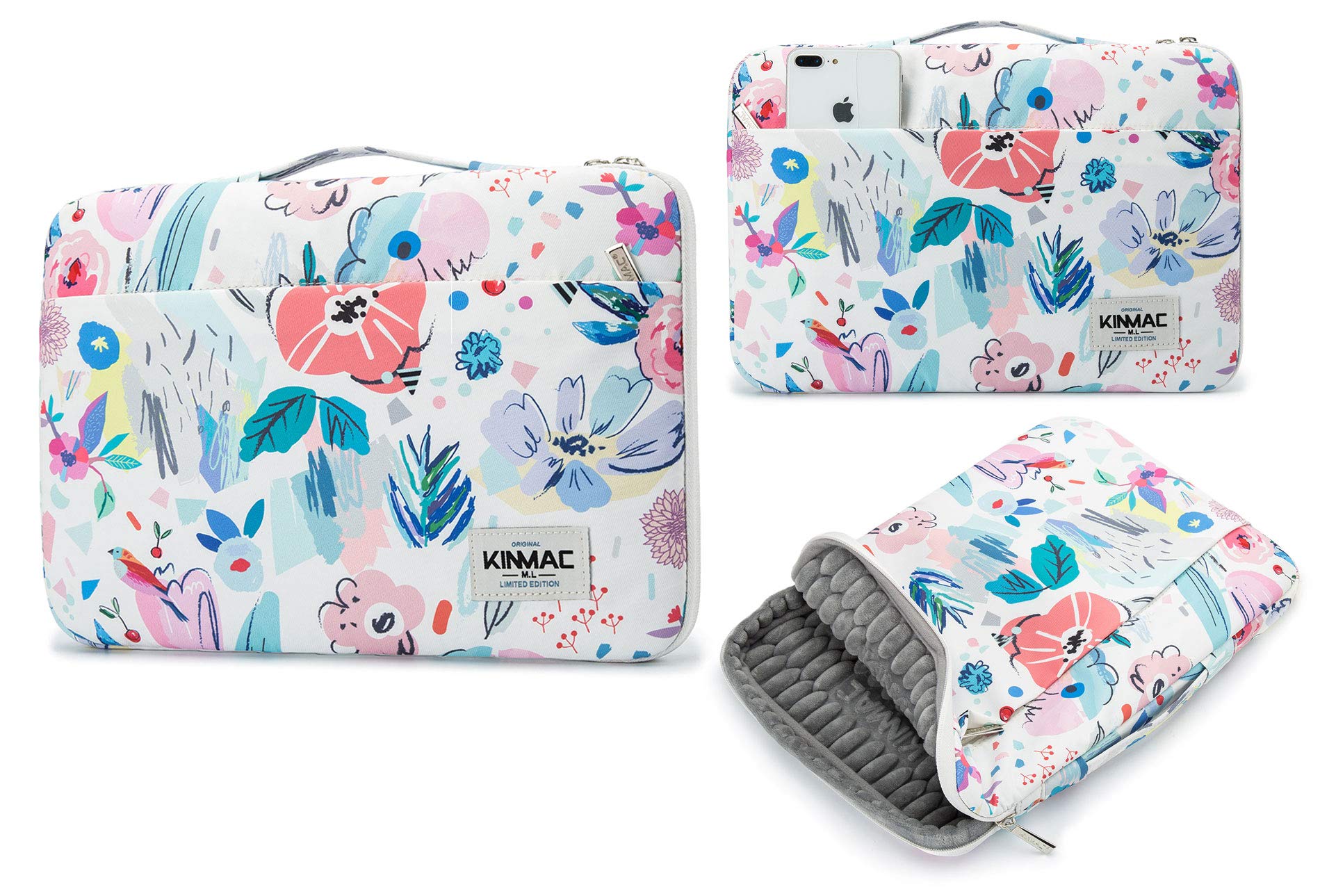 360° Protective Waterproof Laptop Sleeve Case for MacBook Pro 16 & 15-15.6 Inch Laptops - Shockproof Handle Bag with Stylish Floral Design | Perfect for Travel, Office & School Use