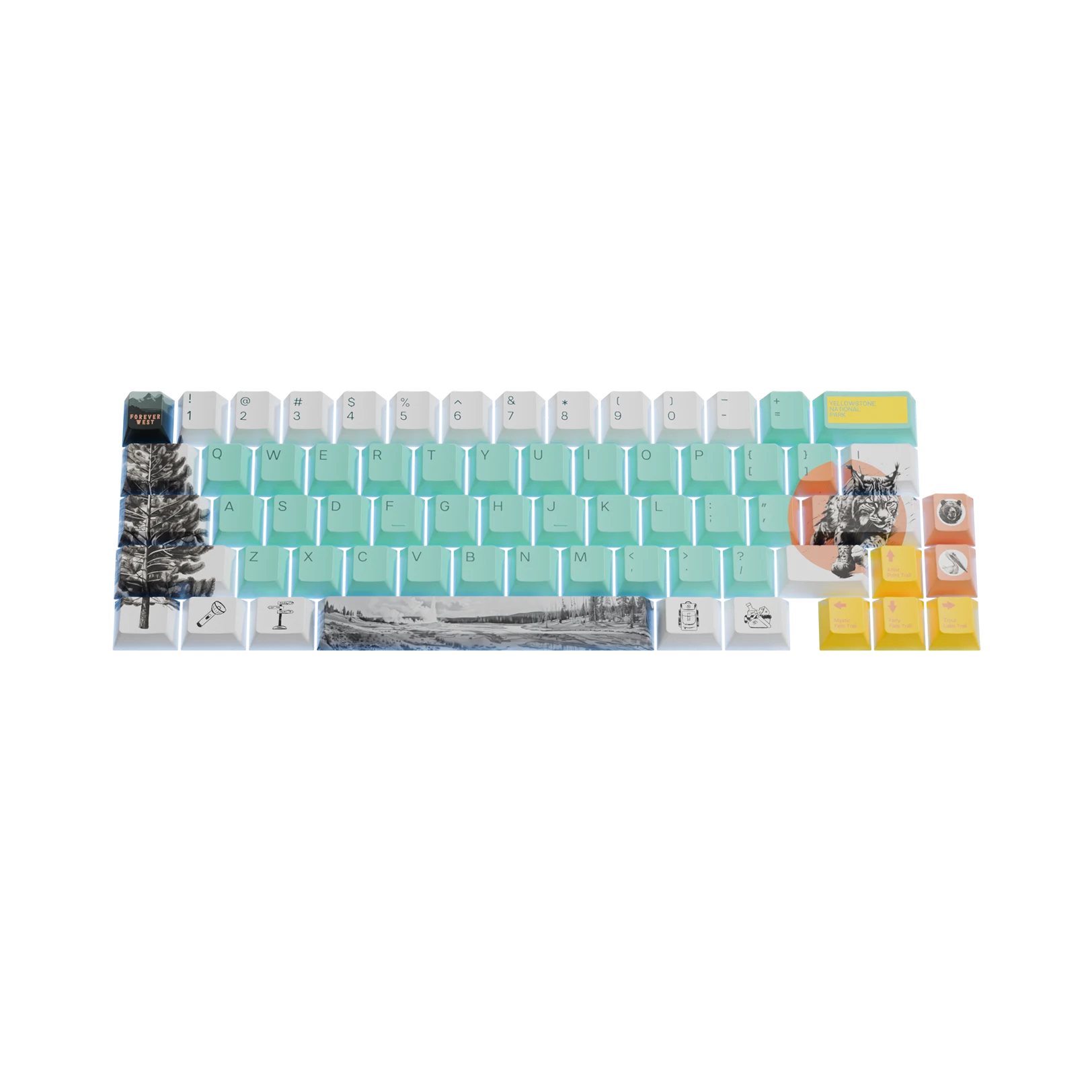 Limited Edition Yellowstone Keycaps - Custom Mechanical Keyboard Keycaps for Gaming & Typing - Perfect for PC, Mac & Laptop Keyboards