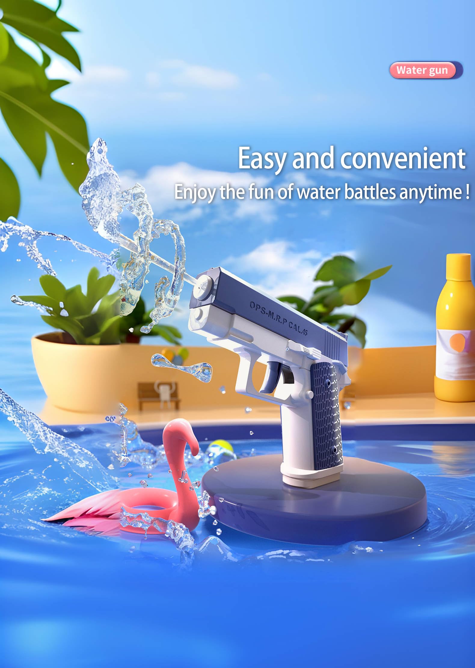 Kids Water Guns - Battery-Free Pool Toys for Outdoor Summer Fun (Blue)