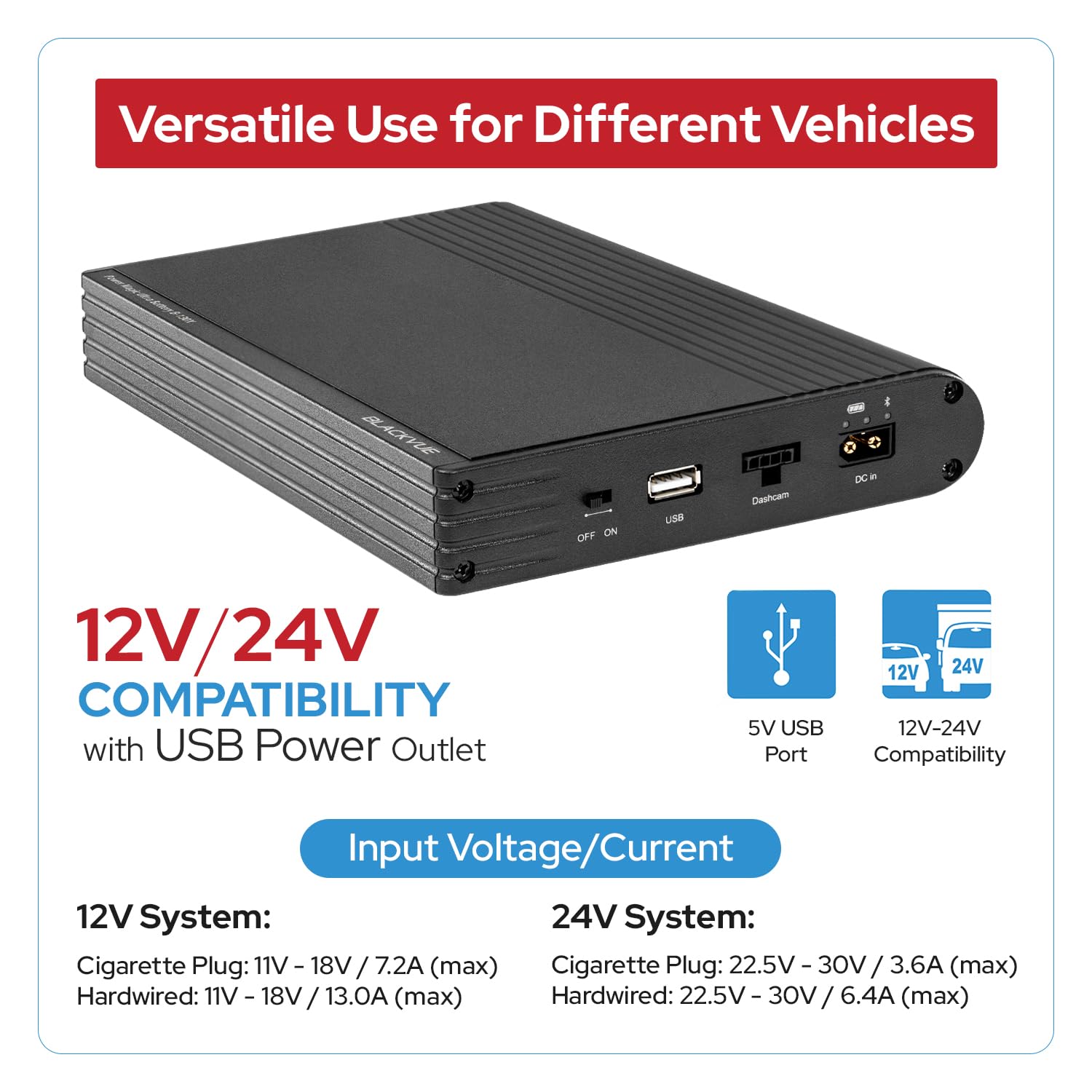 Blackvue B-130X Power Magic Ultra Battery Pack for Dash Cam - 12V Vehicle Backup Battery with Discharge Prevention & Circuit Tester - Perfect for Long Road Trips, Uber/Lyft Drivers, and 24/7 Parking Surveillance