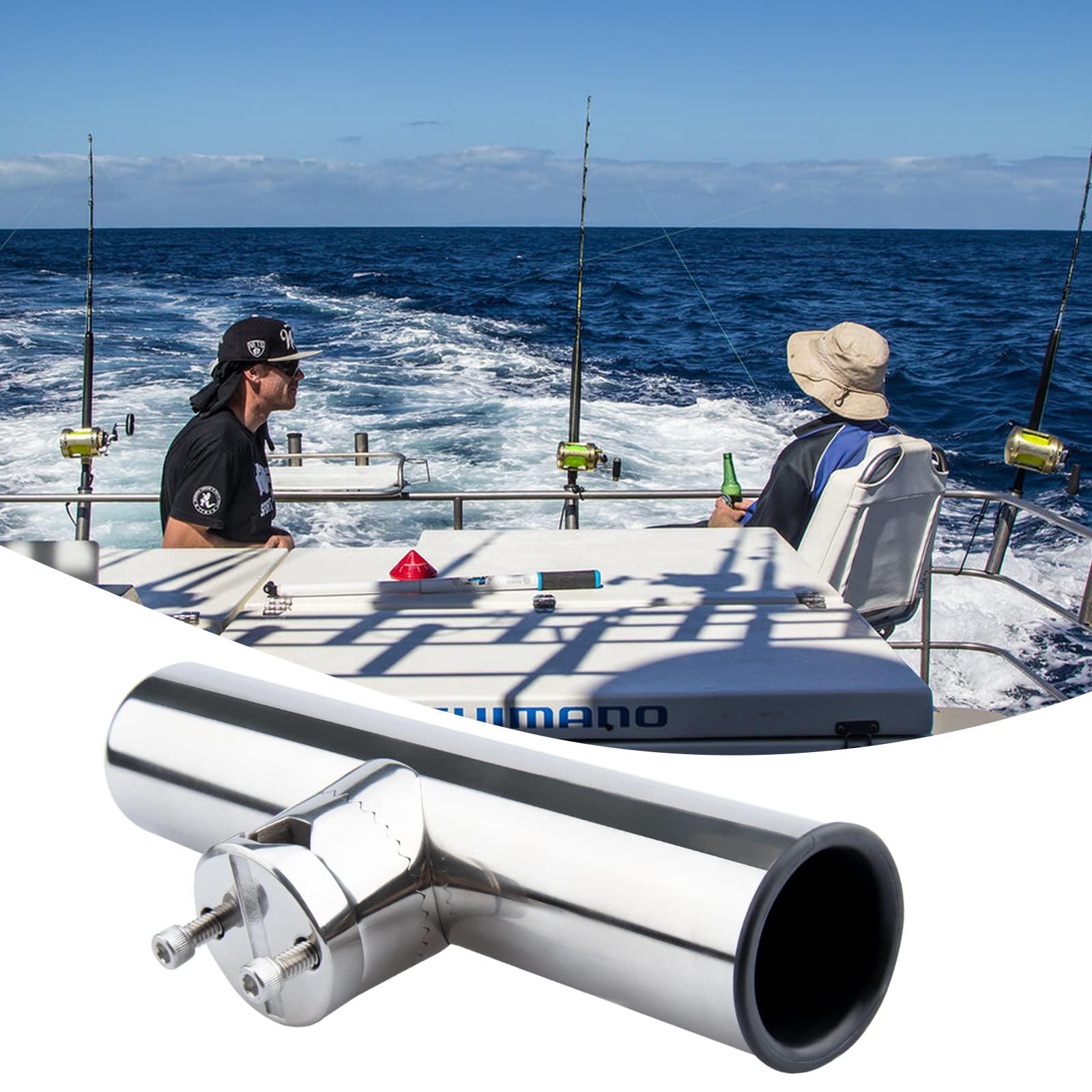 2 Pack Stainless Steel Fishing Rod Holders for Boat Rail Mount - Heavy Duty Clamp-On Rod Holder for Marine, Fishing, Pontoon & Jon Boats - Perfect for Saltwater & Freshwater Fishing Trips