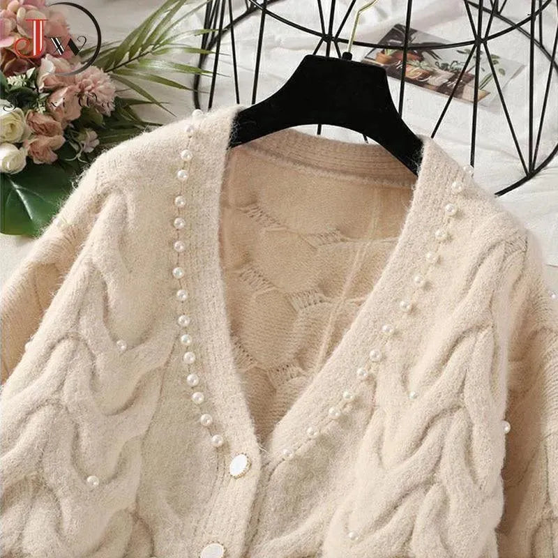 Stylish Beaded Casual Women's Cardigan Sweaters for Everyday Wear - Perfect for Office, Outings & Layering