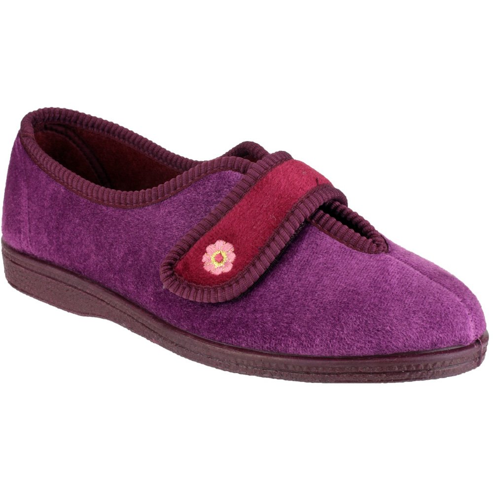 Mirak Andrea Women's Red Easy Fasten Slippers - Size 5 UK (US Women's 7) - Comfortable House Shoes for Indoor & Outdoor Use - Perfect for Relaxing at Home, Quick Errands or Travel