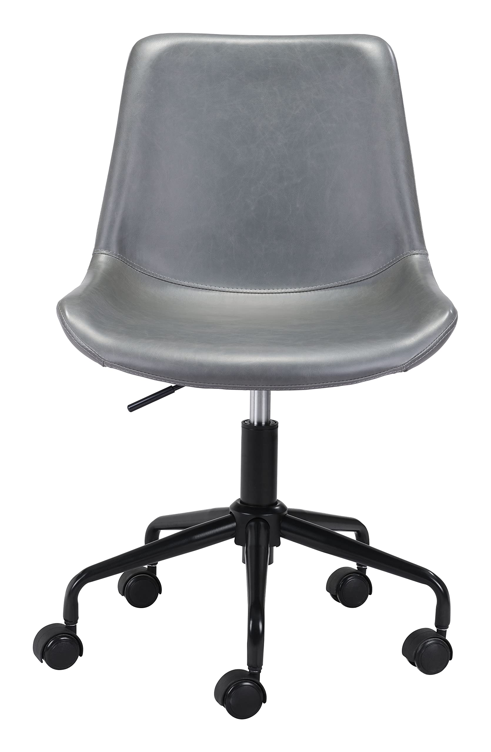 Zuo Byron Ergonomic Office Chair - Gray Mesh Back, Adjustable Height, Swivel & Rolling for Home & Office Workspace - Perfect for Long Hours Sitting & Computer Work