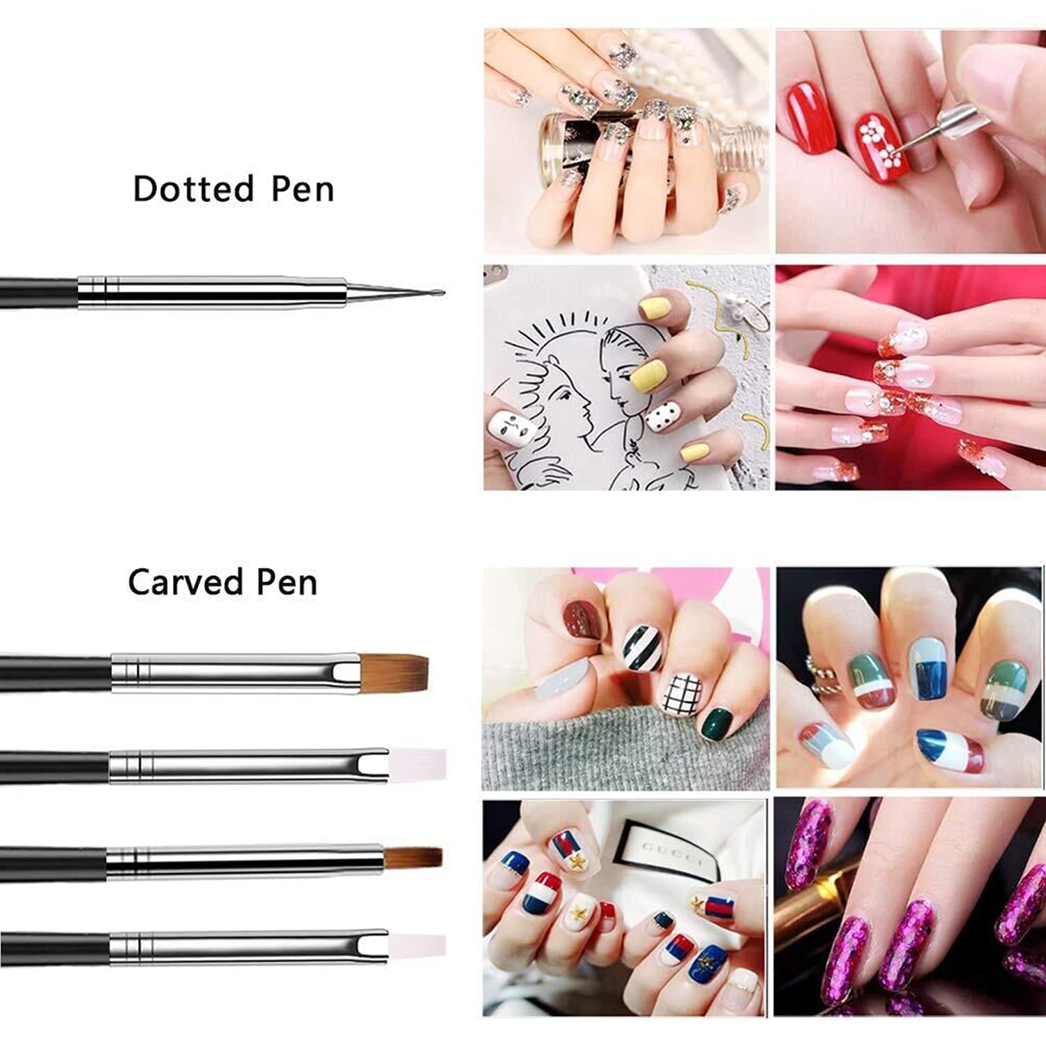 BELICIA 20pcs Professional Nail Art Design Kit - 15pcs Acrylic Painting Brushes & 5pcs Dotting Pens for Nail Art, Manicure, Gel Polish - Perfect for Salon, Home DIY Nail Designs & Nail Extension Art