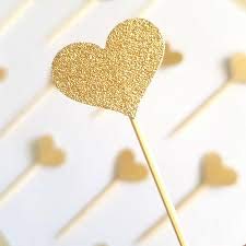Flairs New York Red Glitter Mini Hearts Cupcake Toppers - Pack of 10 | Party Decorations for Birthday, Wedding & Baby Shower | Premium Baking Supplies for Cake Decorating