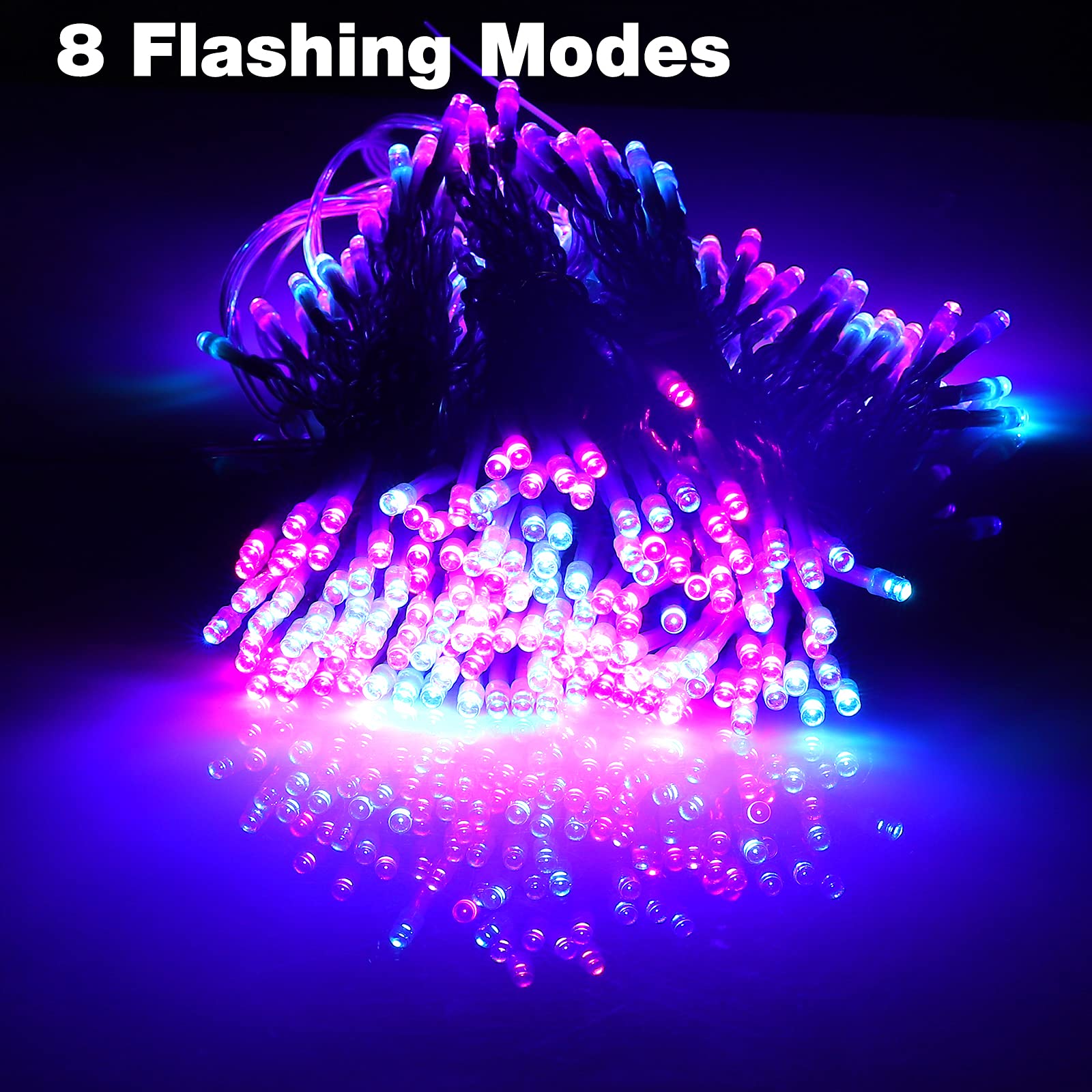 300 LED Plug-in Curtain Lights for Bedroom - 9.8x9.8ft Ombre Fairy String Lights with 8 Flashing Modes & Remote Control - Perfect for Teen Girls Room, Wall, Ceiling Decoration (Weddings, Parties, Christmas, Home Decor)