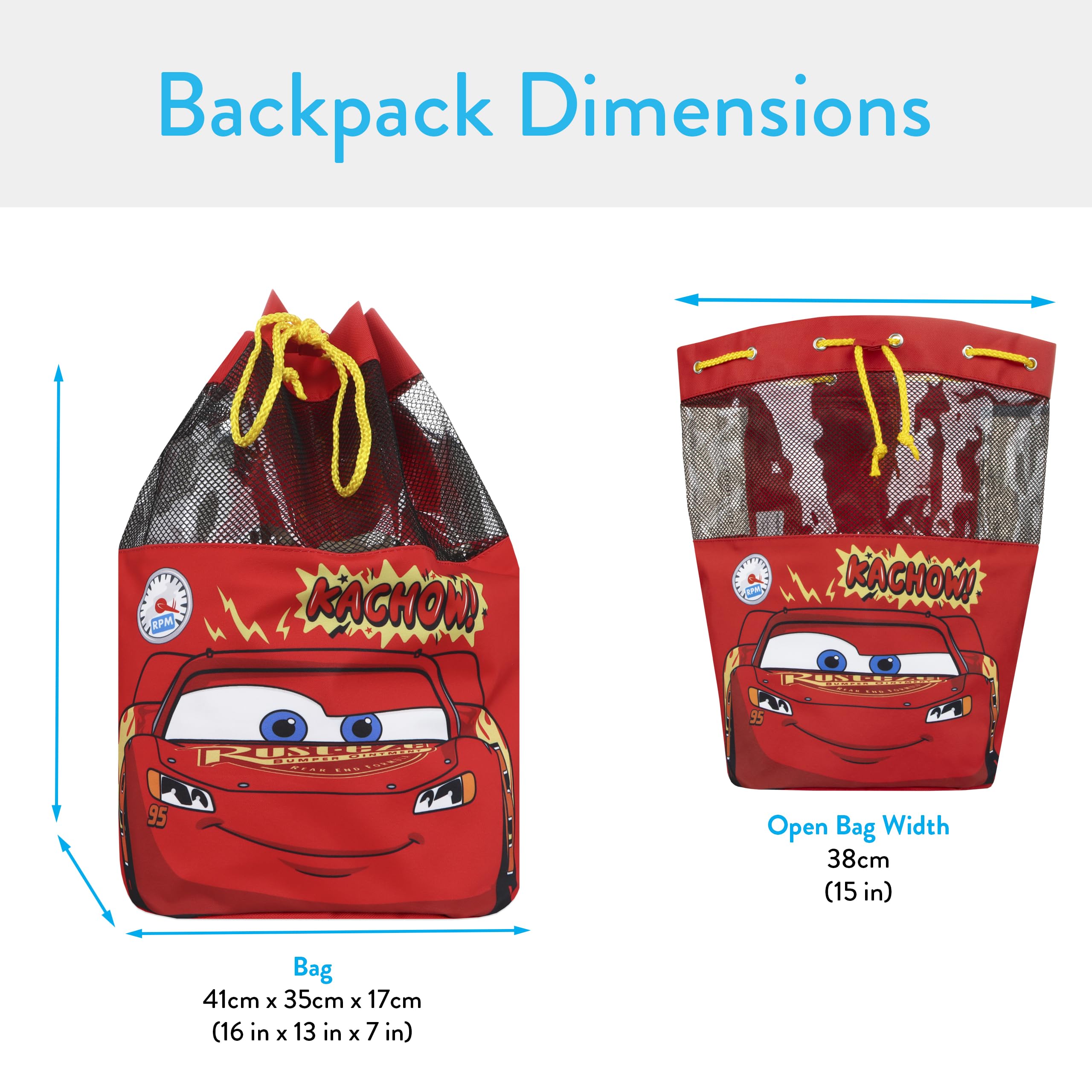 Disney Cars Boys Swim Bag - Lightning McQueen Swimming Backpack for Kids, One Size, Red - Perfect for Pool, Beach & Water Park Adventures