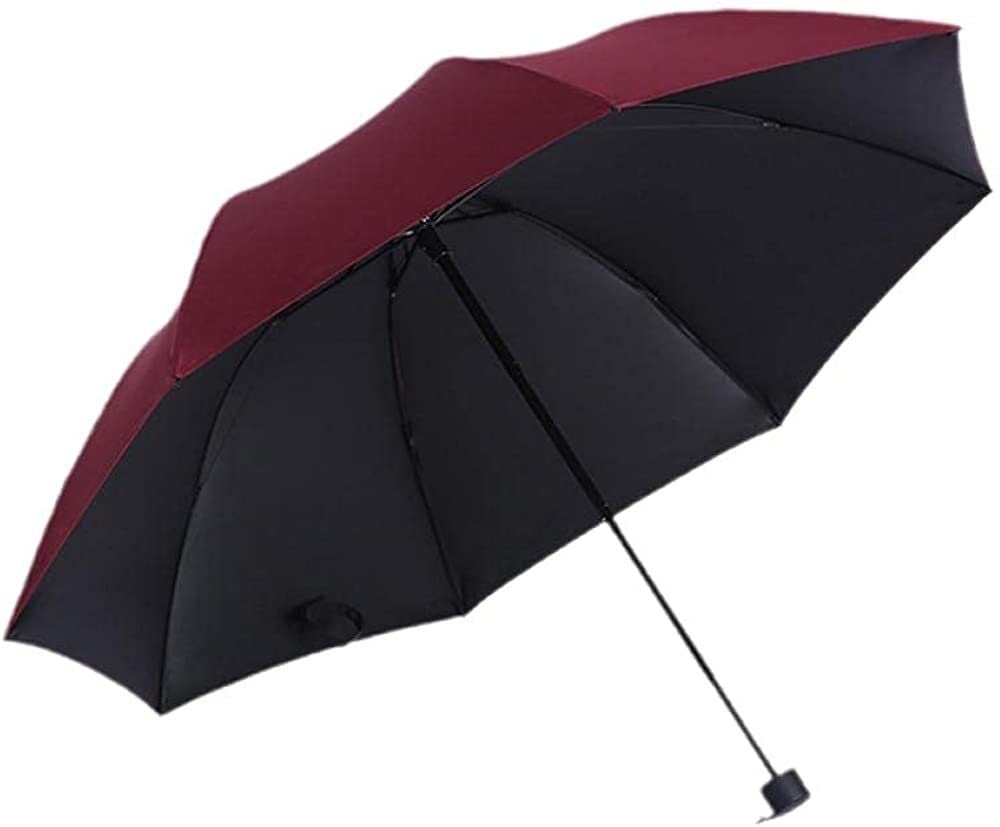Compact 3-Fold Travel Umbrella for Men - Lightweight, Windproof, Automatic Open/Close - 33cm (13 Inches) - Burgundy Red - Perfect for Business, Commuting & Outdoor Activities