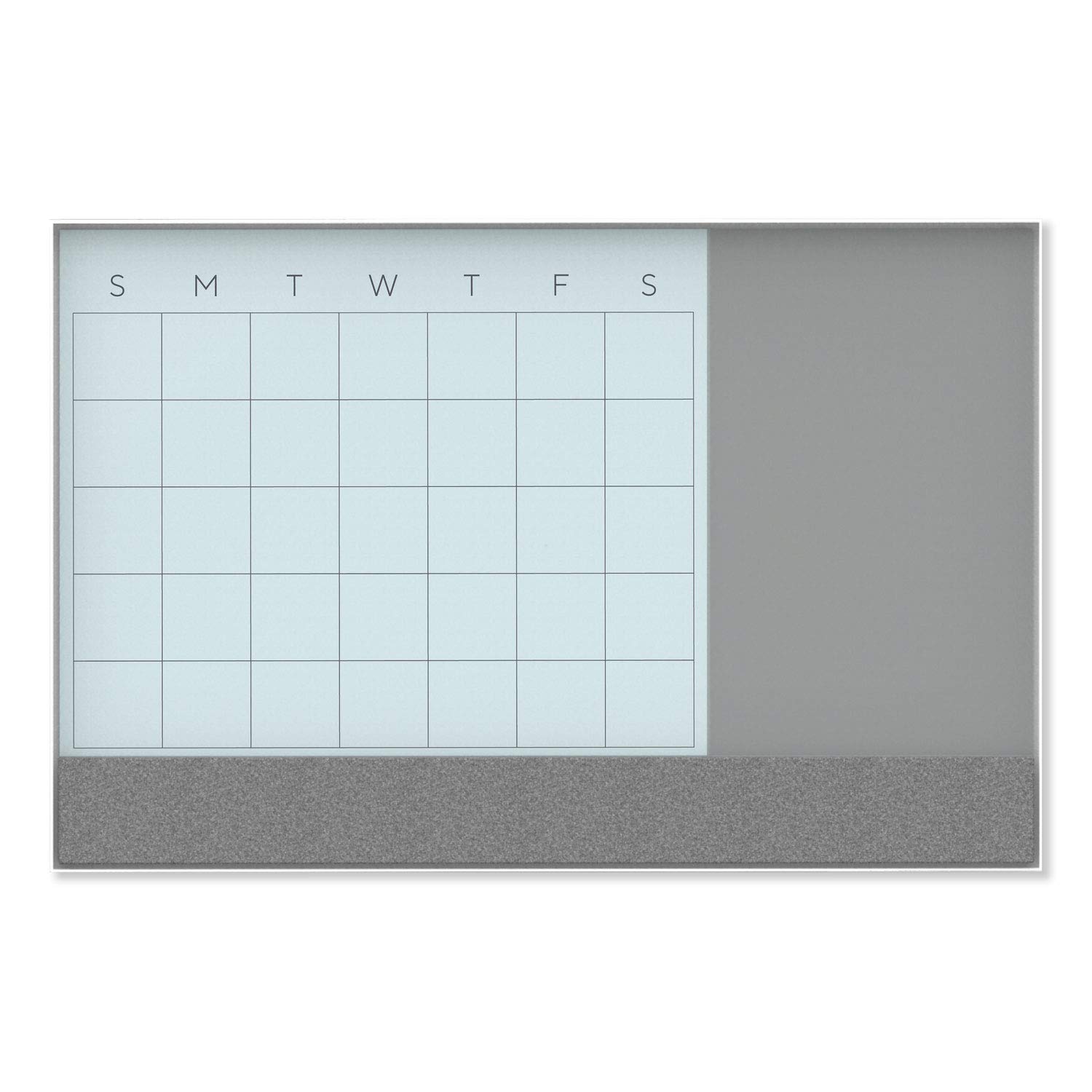 U Brands 3-in-1 Magnetic Glass Dry Erase Monthly Calendar Board - 36