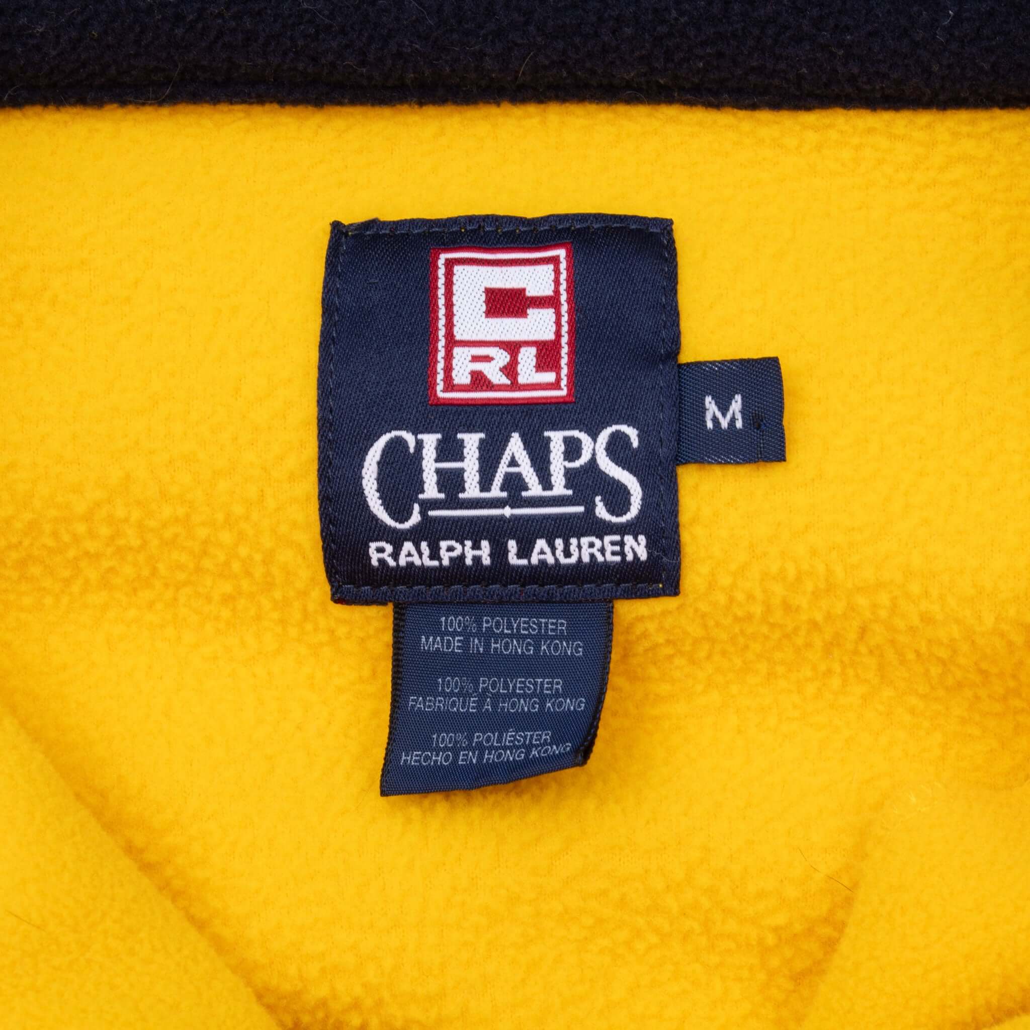 Vintage Ralph Lauren Chaps Yellow Fleece Pullover Jacket 1990s Medium - Cozy Retro Style for Casual Outings & Fall Layering