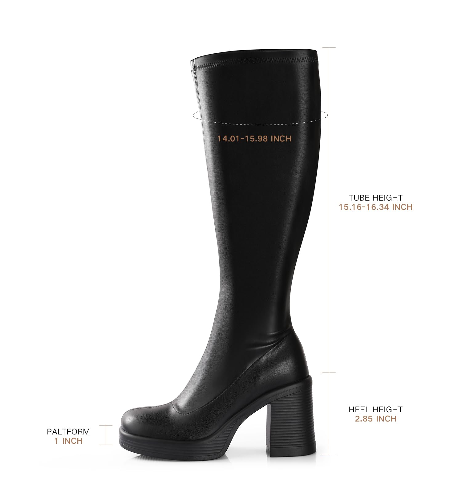 Ankle High Platform Boots for Women - Chunky Heel Side Zipper Knee High GOGO Boots | Fashionable Winter & Party Wear for Outfits & Cosplay