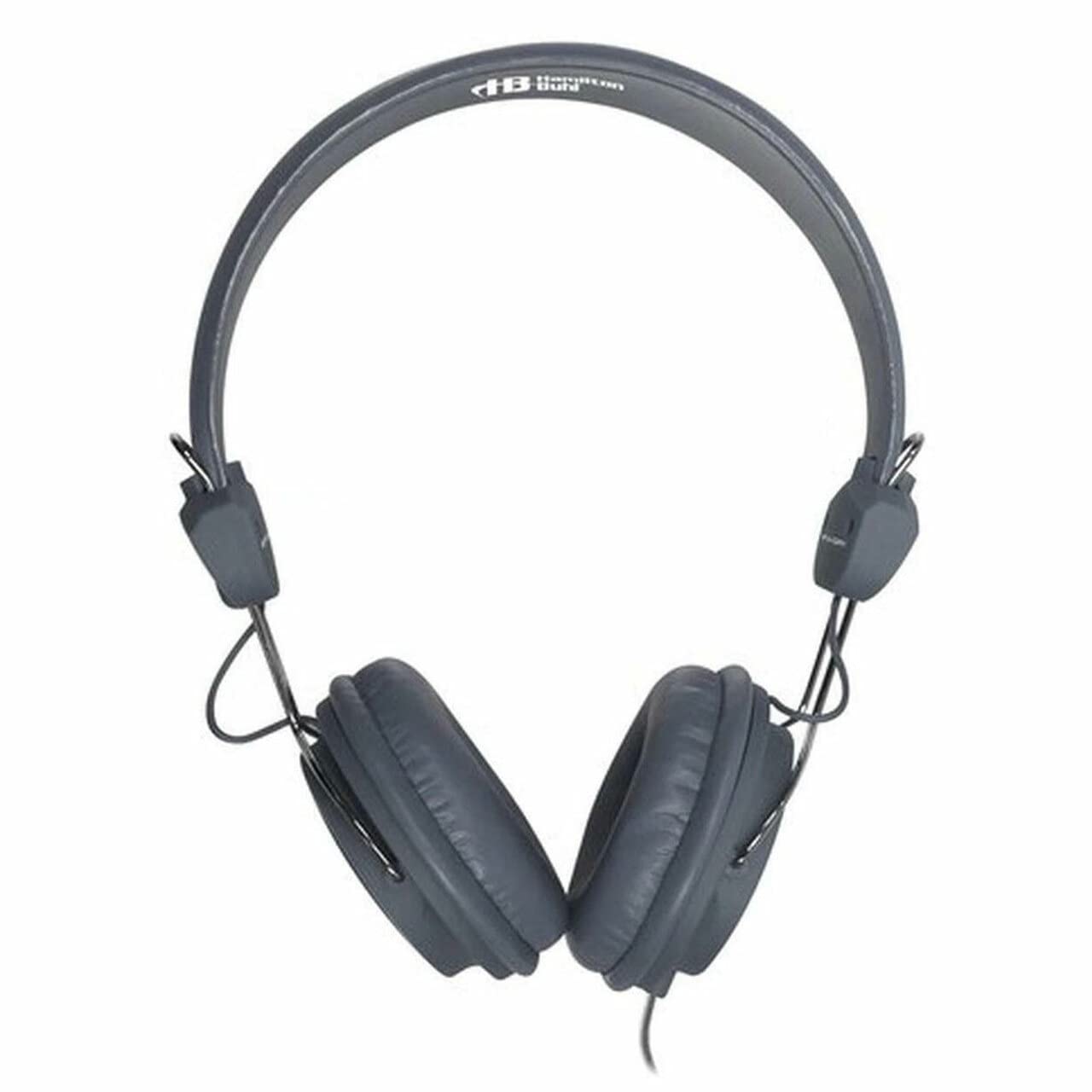 HamiltonBuhl 50 Pack Favoritz Gray Headphones - Mid Size Ear Cups, Wide Headband with Soft Leatherette Cushions - 5ft Straight Cord with 3.5mm TRRS Plug & In-Line Mic - Perfect for Classroom, Call Center, Office & Online Learning
