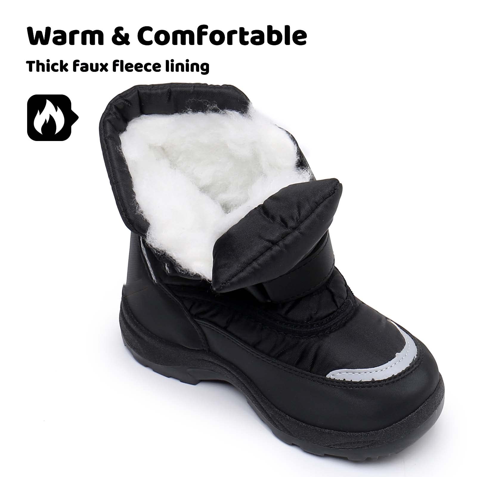 Apakowa Kids Winter Snow Boots for Boys & Girls - Waterproof, Warm & Comfortable Toddler & Little Kid Boots for Snow Play, Outdoor Activities & Cold Weather