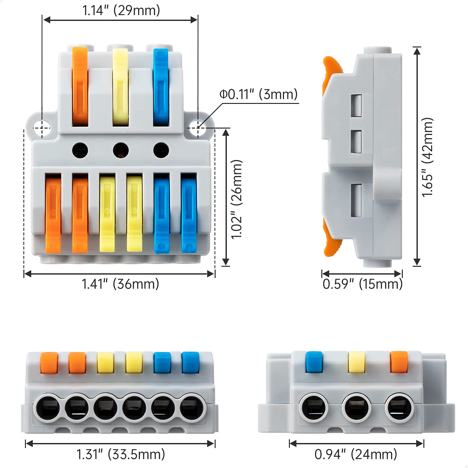 GKEEMARS 8 Pcs Electrical Wire Connectors - Compact Quick Splice Terminal Blocks (3 in 6 Out) for Automotive, Home Wiring & DIY Electrical Projects