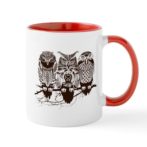 White/Red Inside - Three Owls Mugs