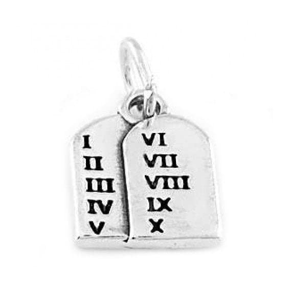 Sterling Silver Ten Commandments Tablet Charm Pendant - One Sided Religious Jewelry for Necklace Bracelet - Perfect for Gifts, Bible Study & Faith-Based Occasions