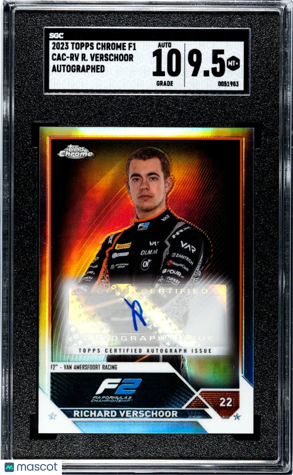 2023 Topps Chrome F1 Richard Verschoor Autograph Auto Card SGC 9.5 Mint - Perfect for F1 Collectors, Racing Memorabilia Displays & Sports Card Investments