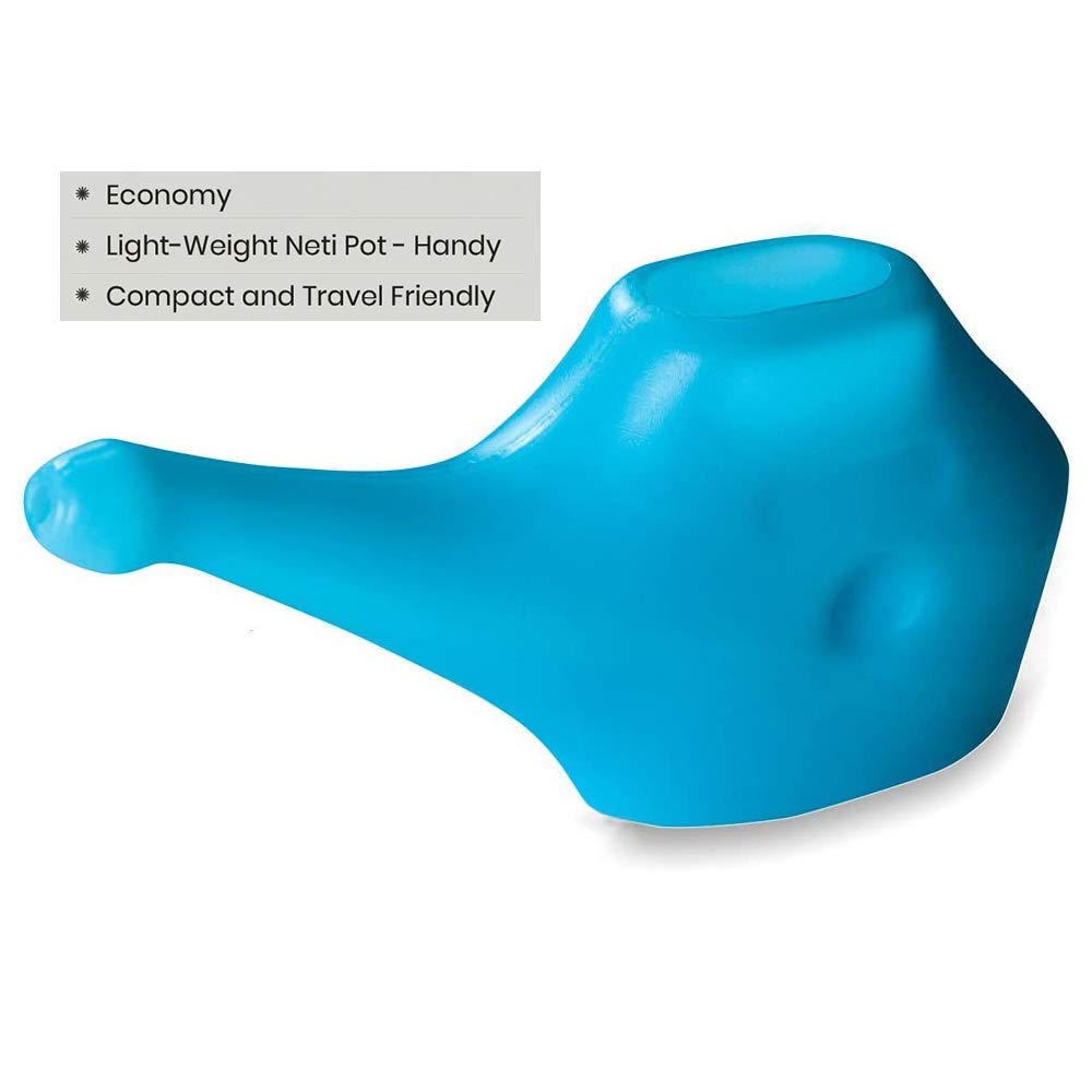 SteloKleen Stainless Steel Neti Pot for Sinus Congestion Relief | QwikFlo Lightweight Travel Neti Pot | Nasal Irrigation for Allergies & Cold | Yoga & Meditation Accessory | Blue
